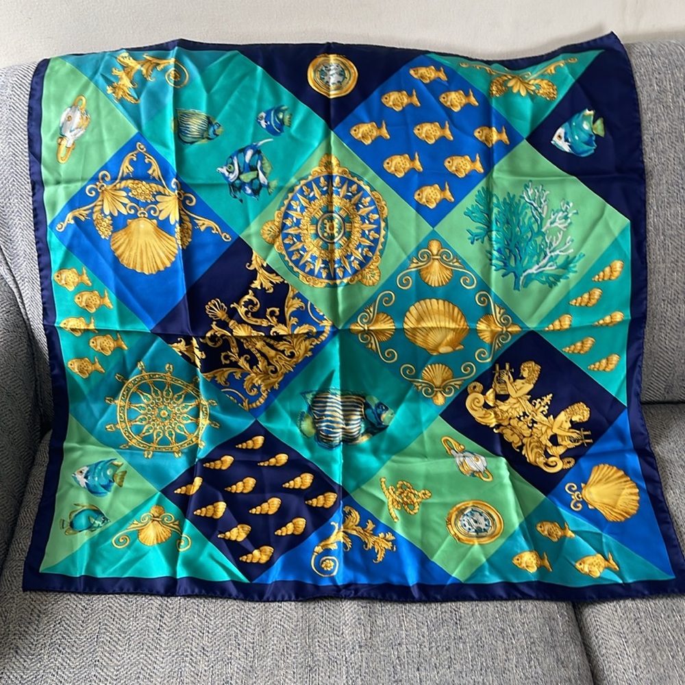 Art Of Silk Tie Rack Silk Blue/Green Square Scarf